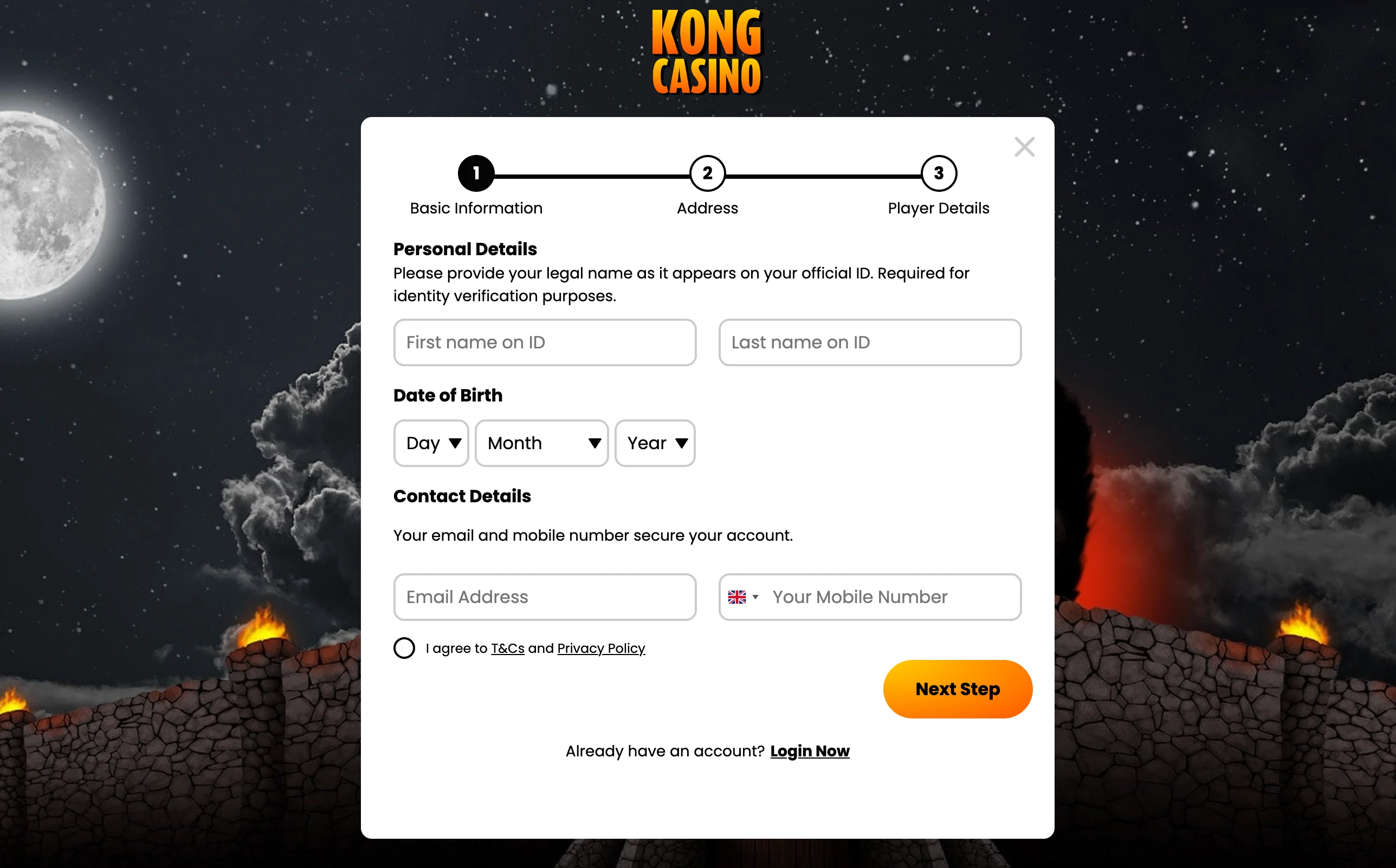 Kong Casino registrering